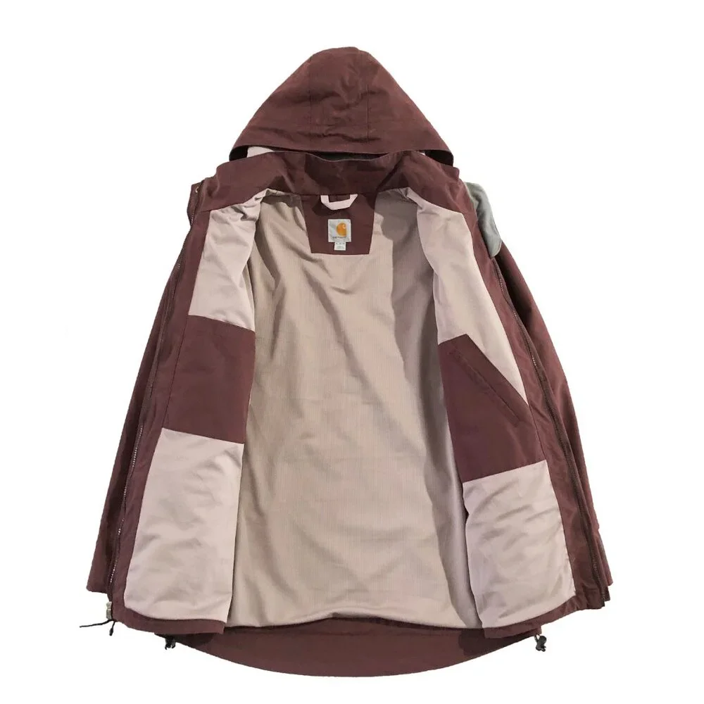 Carhartt Jacket Womens Size XL (16/18) Burgundy Shoreline Storm Defender Hooded - Picture 4 of 16